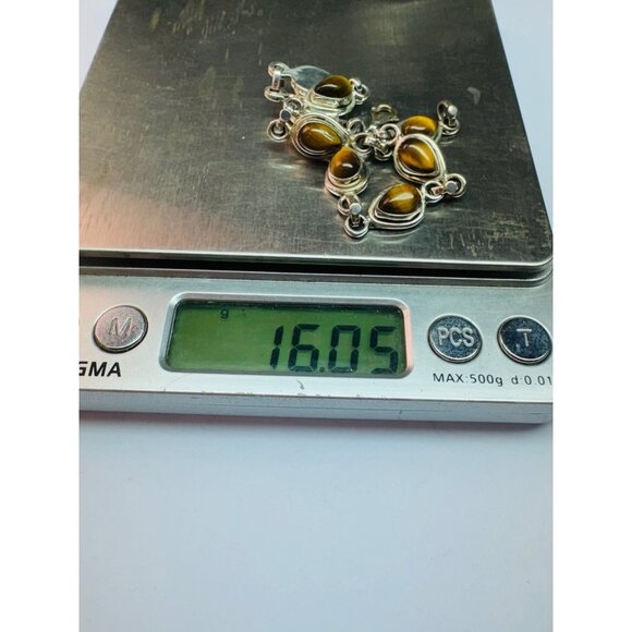 Estate Sterling Silver 925 Jonben Tiger Eye Designer Bracelet 8" 16.05g - Picture 8 of 9